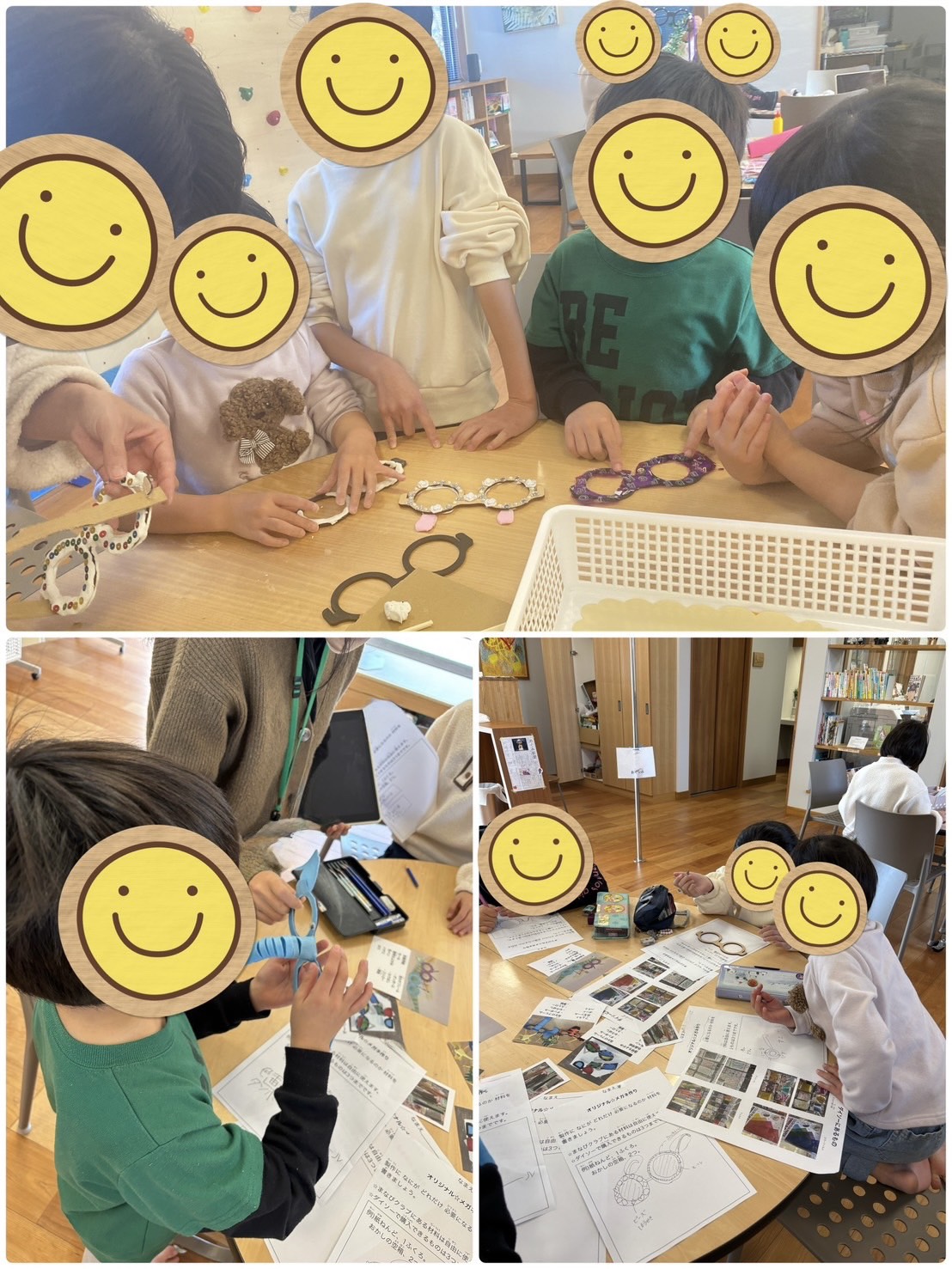ご提供いただいた資材を使って工作をする子どもたち